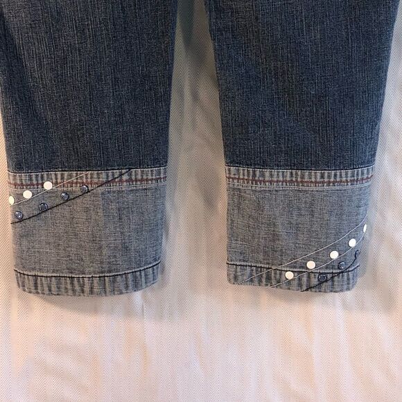 Pepe Jeans London 73 Collection Crop Jeans With Leather & Stud Detailing 33 - Picture 7 of 12